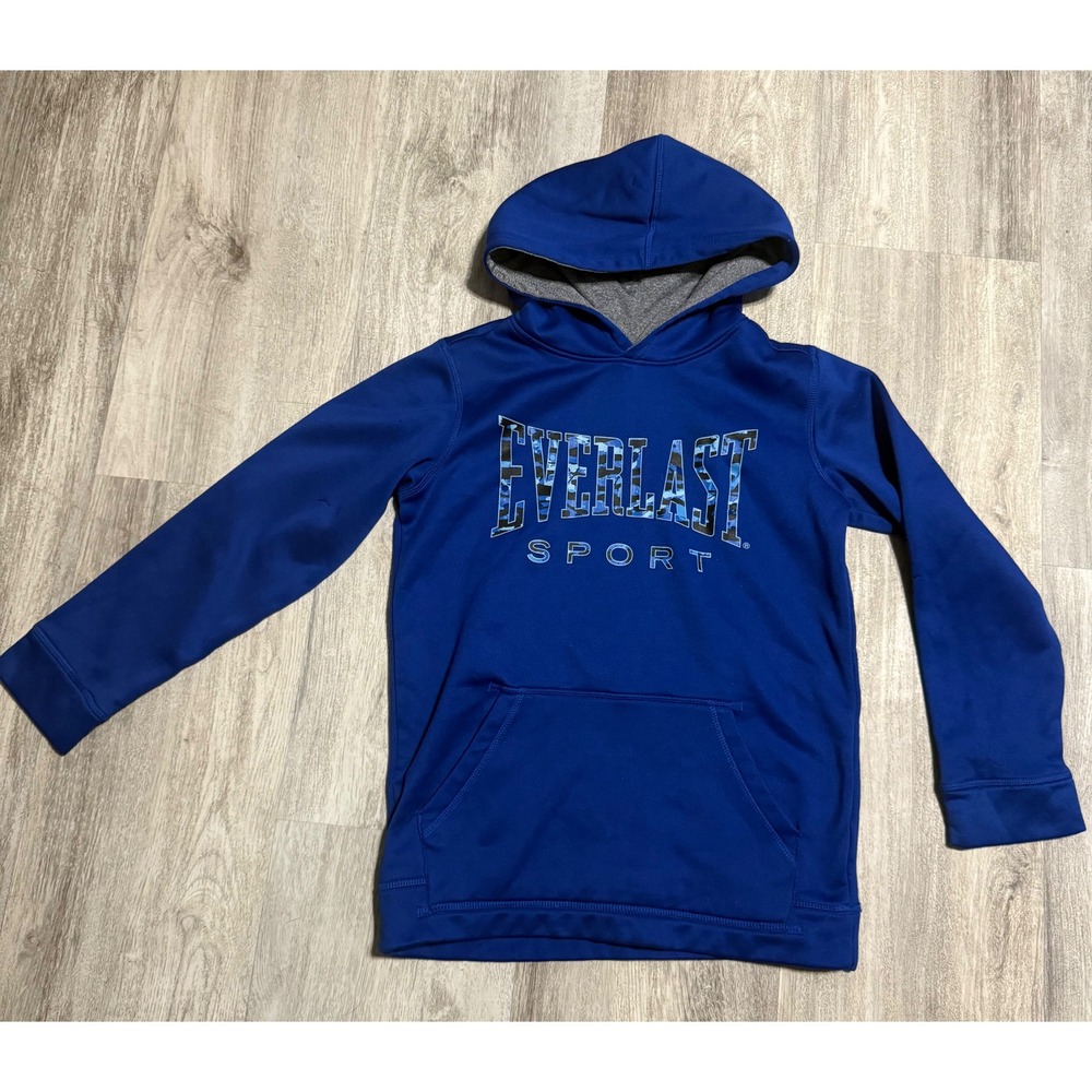 Kids Everlast Sport Royal Blue Camo Logo Hoodie‎ Size M 8
